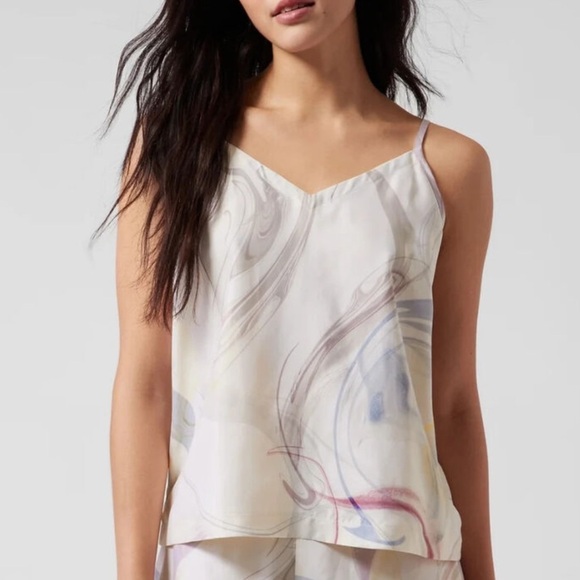 Athleta Calm Cool Cami Marble Abstract Chantilly Cream - Picture 1 of 7
